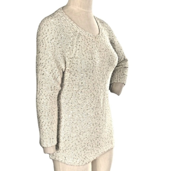 Anne Klein Womens Ivory Pullover Crewneck Cozy Sweater Sz M Gold Sequins #242i - Picture 2 of 5